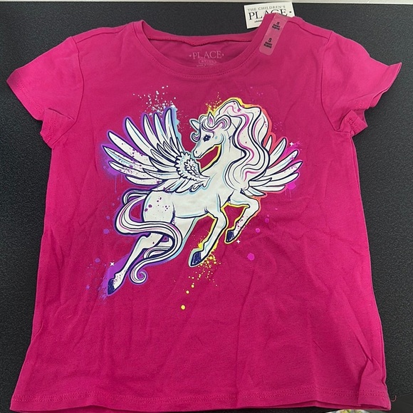 The Children's Place Pink Pegasus Short Sleeve Tee - Picture 1 of 2